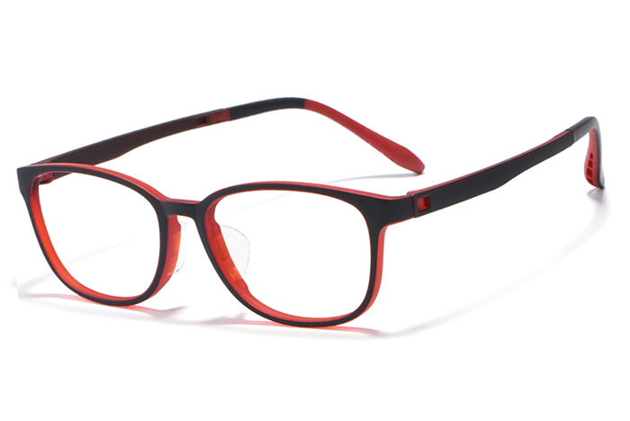 欧杰欧OJO 新款全框TR眼镜架 双色弹性漆男女近视眼镜框 黑红