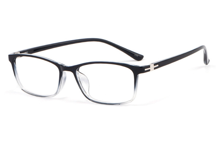 欧杰欧OJO 新款男女TR90眼镜框 透明色方形超轻近视眼镜架 透黑