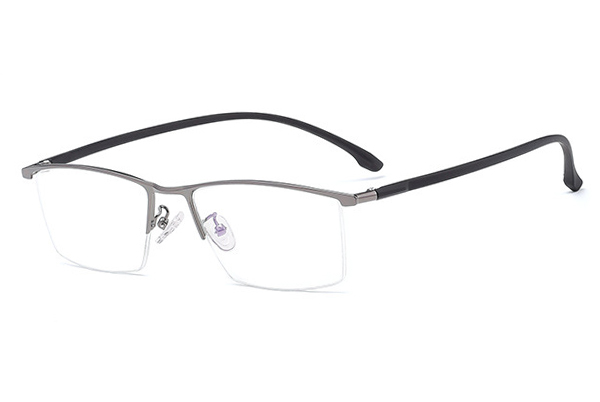 欧杰欧OJO 新款超轻商务眼镜 半框金属柔韧塑钢镜腿眼镜 枪色