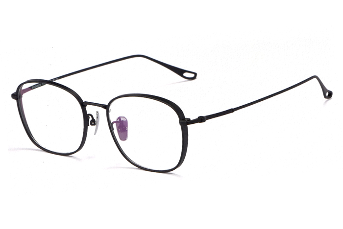 欧杰欧OJO 新款纯钛全框复古眼镜架 厚边高度近视眼镜框 黑色