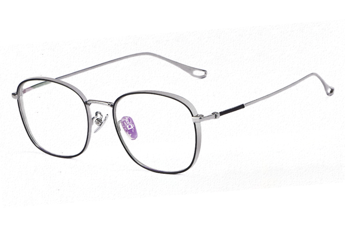 欧杰欧OJO 新款纯钛全框复古眼镜架 厚边高度近视眼镜框 银色