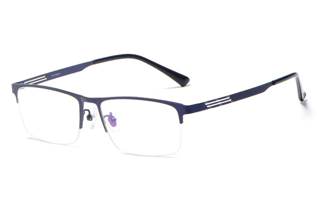 欧杰欧OJO 新品超轻纯钛眼镜框 男士商务半框弹性腿镜架 蓝色