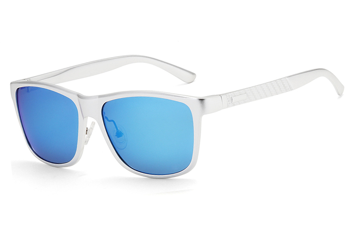 欧杰欧OJO 新款墨镜时尚男士铝镁偏光太阳镜 全框个性运动墨镜 银框冰蓝片