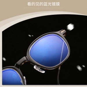 欧杰欧OJO 新款TR90防蓝光镜架 金属轻盈圆框近视眼镜框 亮黑色