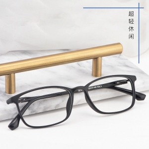 欧杰欧OJO 新款塑钢眼镜框 超轻休闲大框全框男女眼镜 亮黑色