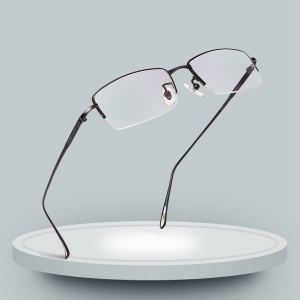 欧杰欧OJO 新款纯钛眼镜框商务镜框 高端男士超轻半框钛架 金色