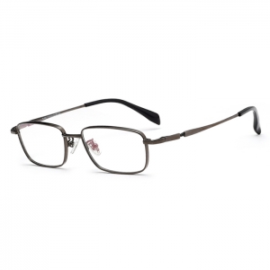 欧杰欧OJO 超轻厚边框纯钛眼镜框 小框高度商务近视眼镜框 枪色