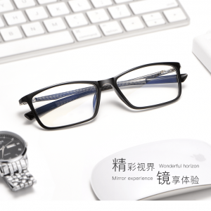 欧杰欧OJO 新款炭纤维眼镜架超 超轻商务舒适全框眼镜框 黑框银腿