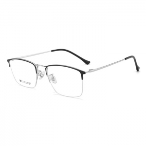 欧杰欧OJO 新款纯钛眼镜框 复古时尚半框眼镜架商务光学眼镜 黑枪
