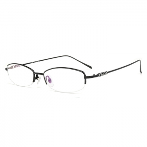 欧杰欧OJO 女士商务纯钛眼镜架 超轻时尚半框商务眼镜框 黑色