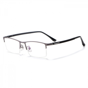 欧杰欧OJO 新款超轻钛合金眼镜框 男士商务半框眼镜架 枪色