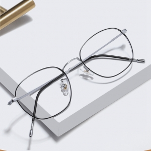 欧杰欧OJO 新款复古金属眼镜架 男女款超轻β钛圆框J近视眼镜框 黑银色