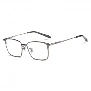 欧杰欧OJO 新款超轻纯钛眼镜架 时尚复古方框眼镜框 枪色