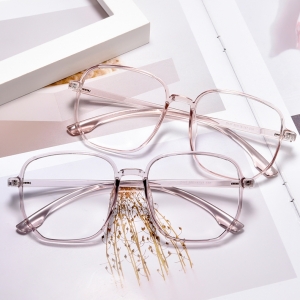 欧杰欧OJO 大框网红眼镜框 时尚透明色复古多边形眼镜 透灰