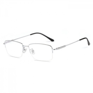 欧杰欧OJO 新款超轻纯钛眼镜框 商务半框眼镜架 枪色