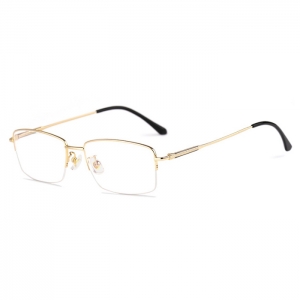 欧杰欧OJO 新款超轻纯钛眼镜框 商务半框眼镜架 金色
