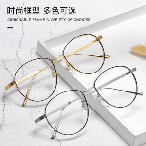 欧杰欧OJO 新款时尚复古纯钛眼镜框 超轻可配高度厚边框眼镜 黑金色