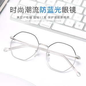 欧杰欧OJO 爆款不规则多边形网红款眼镜框 近视防蓝光眼镜架 银色