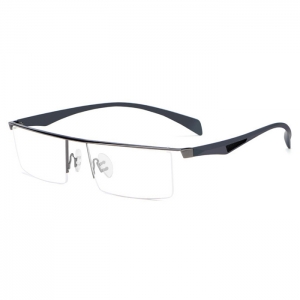 欧杰欧OJO 新款大框男士眼镜框 金属合金商务半框眼镜 黑色