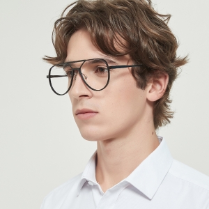 欧杰欧OJO 新款防蓝光铝镁眼镜架 男女双梁时尚近视眼镜框 黑色