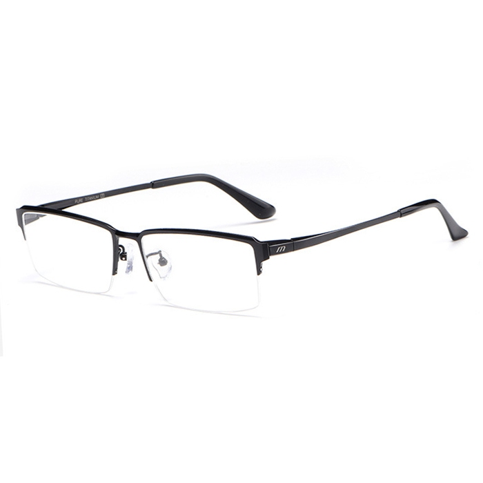 欧杰欧OJO 男士纯钛眼镜架 经典时尚商务半框光学近视钛架眼镜框 黑色