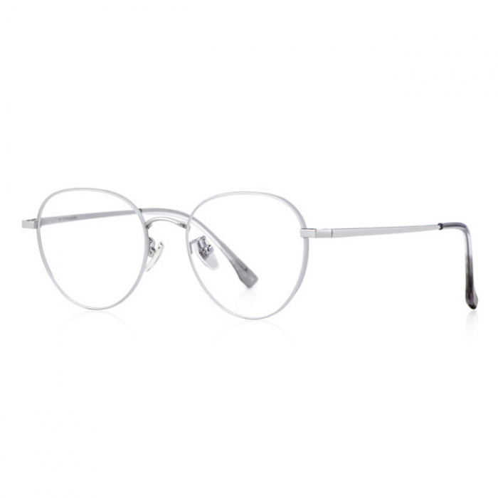 欧杰欧OJO 新款纯钛光学眼镜架 时尚超轻宽边复古眼镜框 银色
