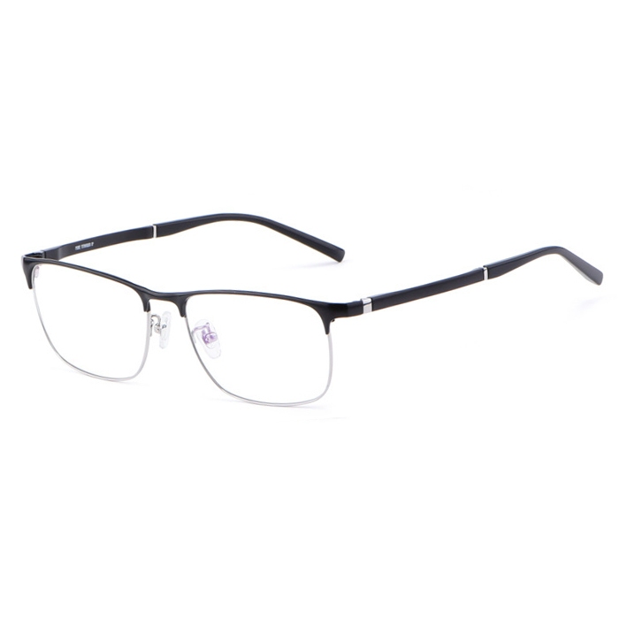 欧杰欧OJO 男士商务全框眼镜架 超轻纯钛近视眼镜框 黑银色