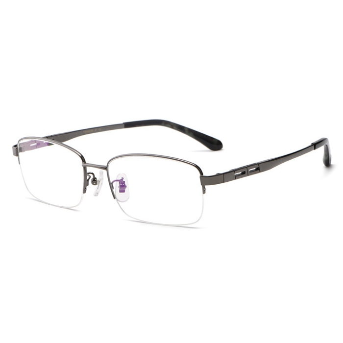 欧杰欧OJO 新款纯钛眼镜架 男超轻半框商务弹性腿眼镜框 枪色