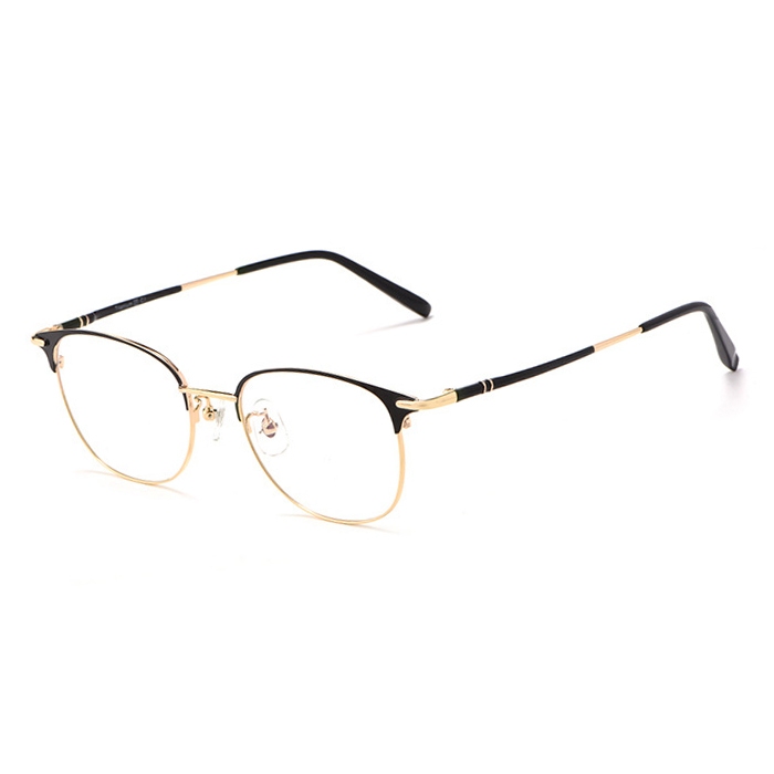 欧杰欧OJO 复古圆形纯钛眼镜架  超轻全框学生近视眼镜 黑金色