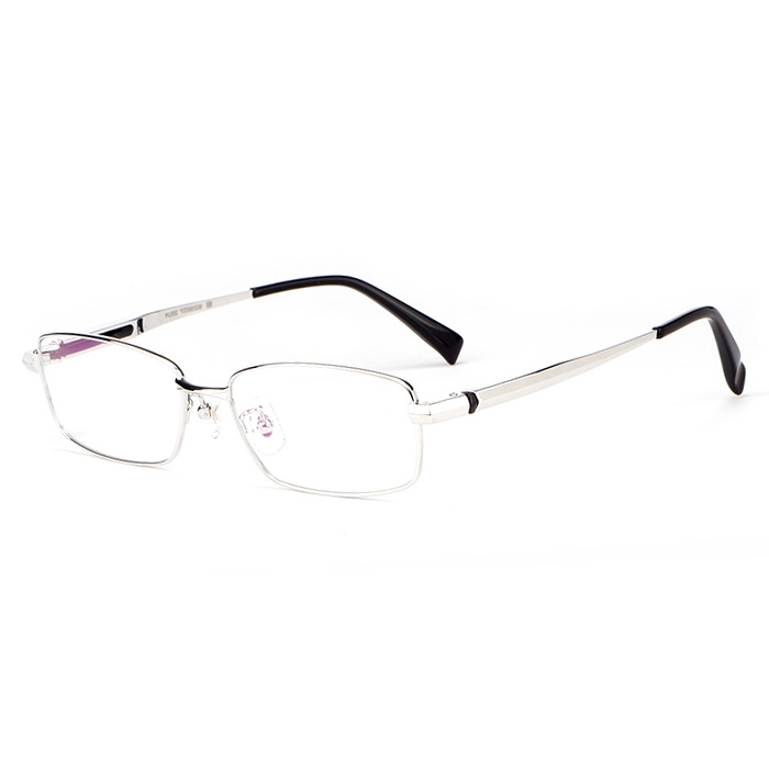 欧杰欧OJO 新款全框纯钛商务眼镜框 男士超轻近视眼镜 银色