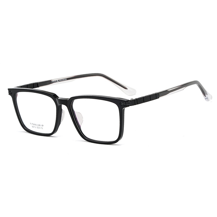 欧杰欧OJO 男士商务复古眼镜架 时尚架板超轻纯钛眼镜框 黑色