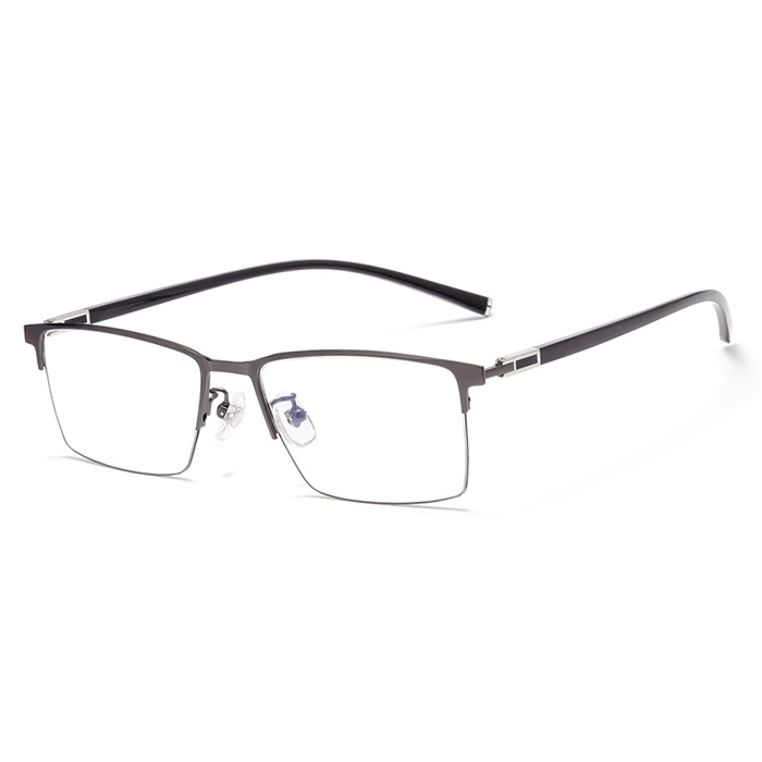 欧杰欧OJO 男士半框商务眼镜框 超轻轻钛合金近视眼镜 枪色