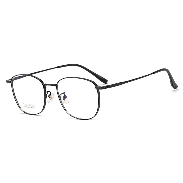 欧杰欧OJO 新款男女超轻纯钛眼镜架 潮流复古幼圆眼镜框 黑色