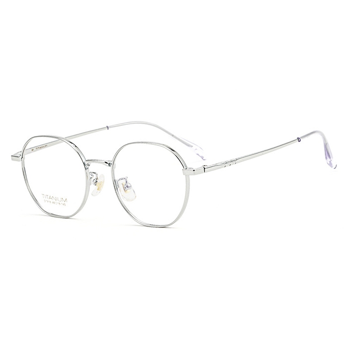 欧杰欧OJO 新款时尚纯钛眼镜框时 男女文艺复古近视眼镜 银色