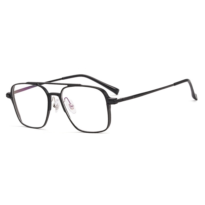 欧杰欧OJO 新款超轻铝镁双梁眼镜框 复古全框近视眼镜架 黑色