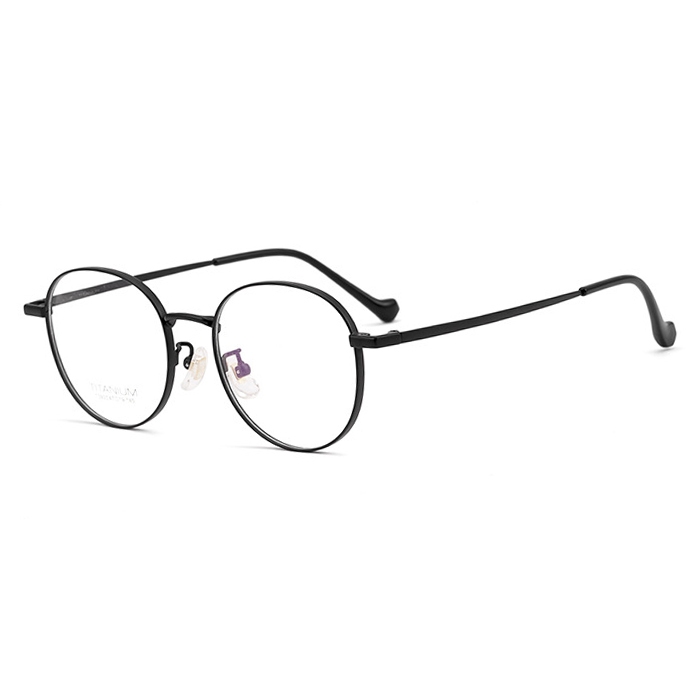 欧杰欧OJO 新款纯钛眼镜框 超轻复古全框宽边近视眼镜 黑色