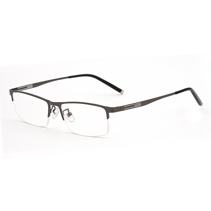 欧杰欧OJO 男士商务金属半框眼镜架框 超轻钛合金眼镜架 枪色