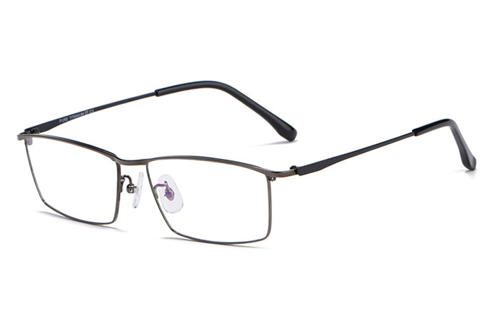 欧杰欧OJO 纯钛商务眼镜架 男士全框眉线近视眼镜 枪色