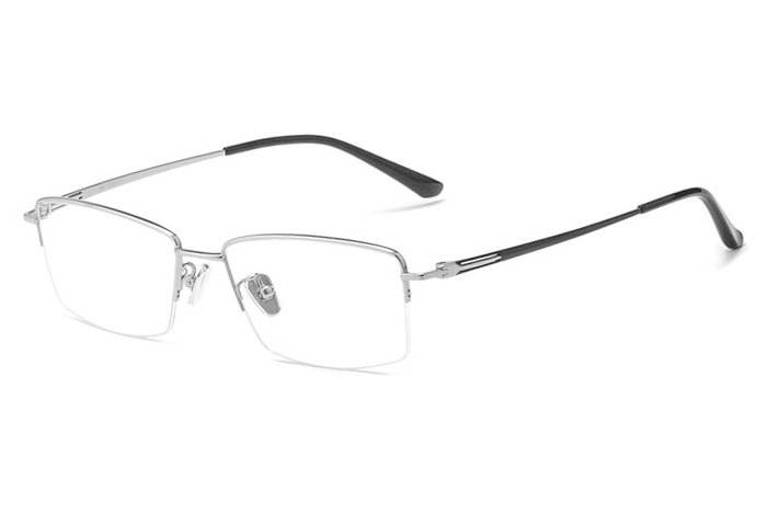 欧杰欧OJO 超轻纯钛眼镜框商务眼镜架 时尚半框近视眼镜 银色