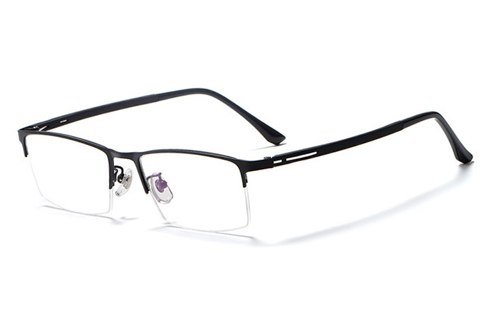 欧杰欧OJO 超轻钛合金眼镜框 男士商务半框架金属镜架 黑色