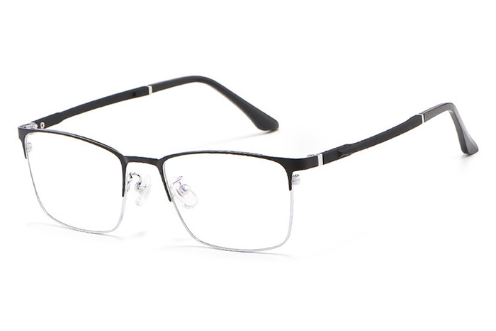 欧杰欧OJO 新款钛合金眼镜架 超轻男士复古近视眼镜框 黑银色