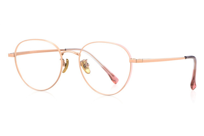 欧杰欧OJO 新款纯钛光学眼镜架 时尚超轻宽边复古眼镜框 玫瑰金