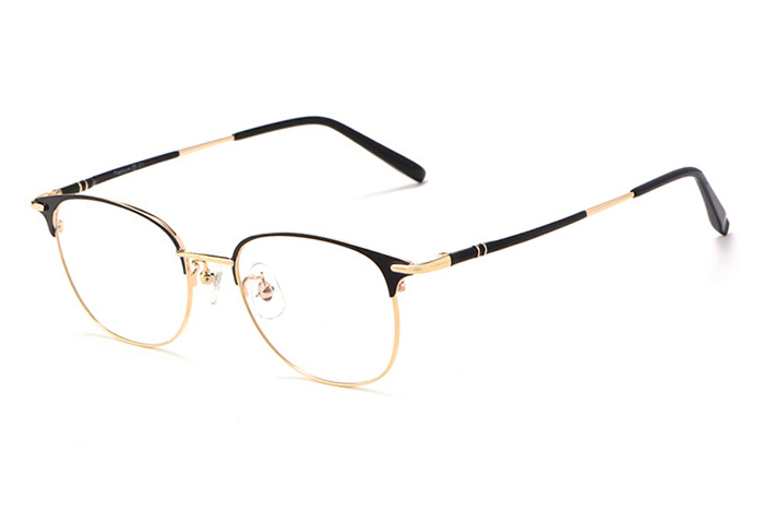 欧杰欧OJO 复古圆形纯钛眼镜架  超轻全框学生近视眼镜 黑金色