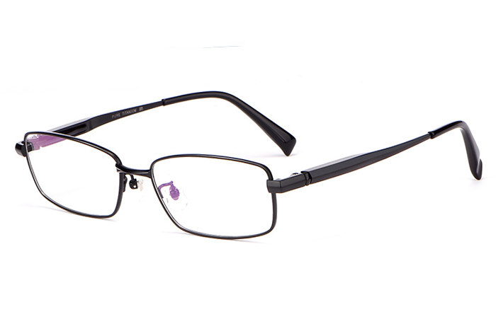 欧杰欧OJO 新款全框纯钛商务眼镜框 男士超轻近视眼镜 黑色