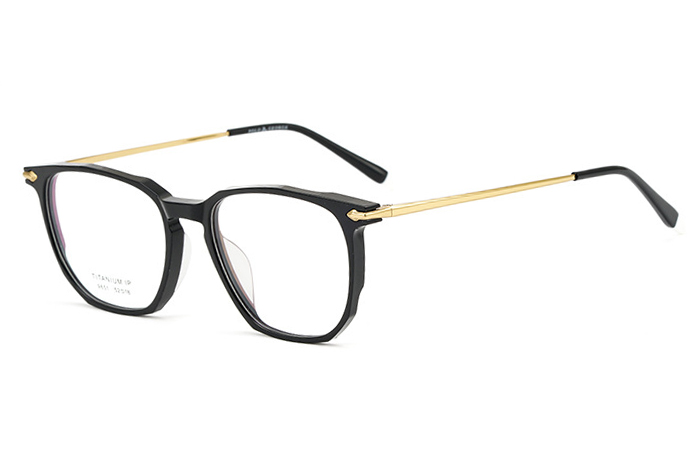 欧杰欧OJO 复古多边形眼镜框 超轻纯钛板材框近视眼镜架 黑金色