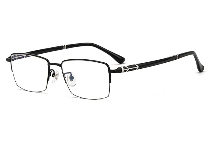 欧杰欧OJO 男士商务半框眼镜 超轻时尚金属近视眼镜 黑色