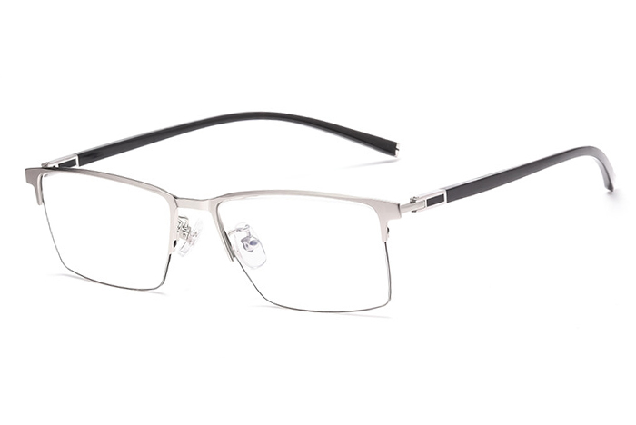 欧杰欧OJO 男士半框商务眼镜框 超轻轻钛合金近视眼镜 银色