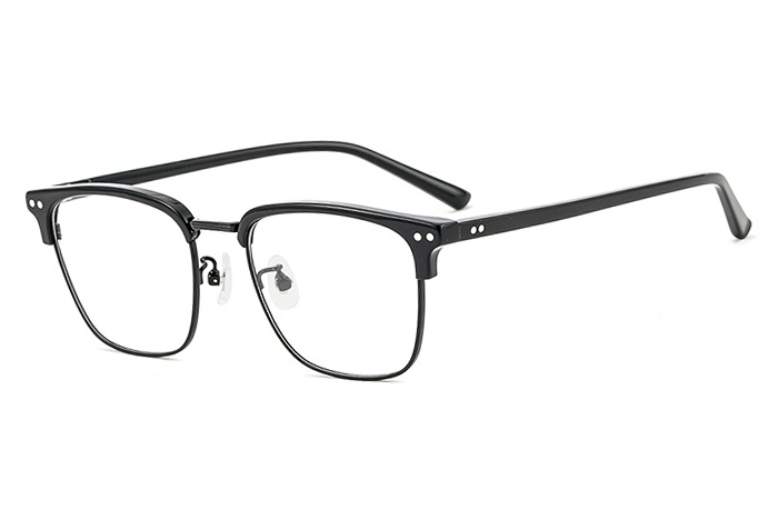 欧杰欧OJO 男女复古半钛眼镜框 高品质板材眉毛眼镜架 黑色