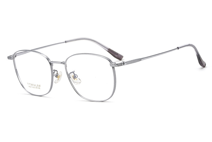 欧杰欧OJO 新款男女超轻纯钛眼镜架 潮流复古幼圆眼镜框 银色