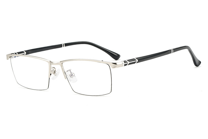 欧杰欧OJO 新款钛合金眼镜框 半框商务超轻近视眼镜架 黑银